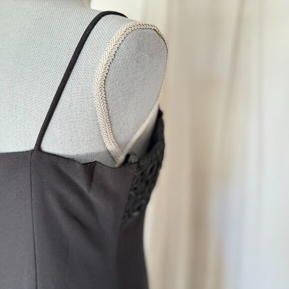 Joara Black Beaded embroided Sleeveless bodycon slim Evening Maxi Dress Medium - Picture 6 of 7